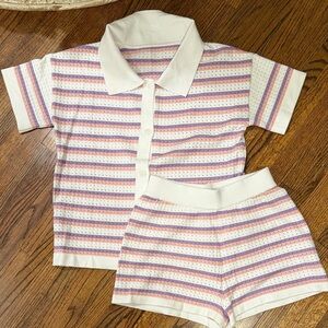 Striped Knit Shorts and Top Set